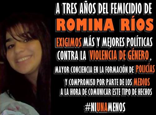 Se cumplen tres años del femicidio de Romina Ríos