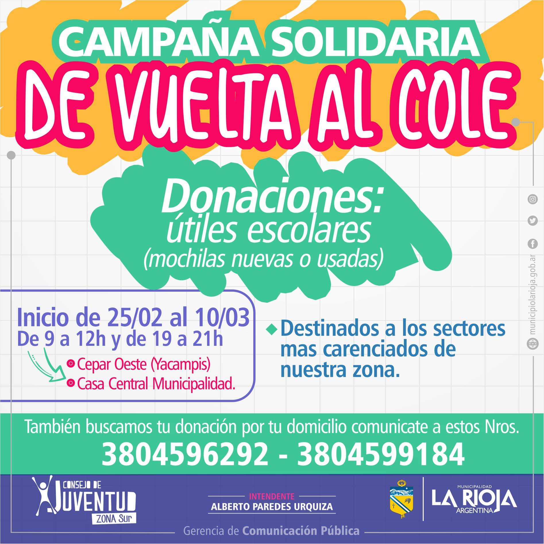 Lanzan Campaña Solidaria Para Recolectar útiles Escolares